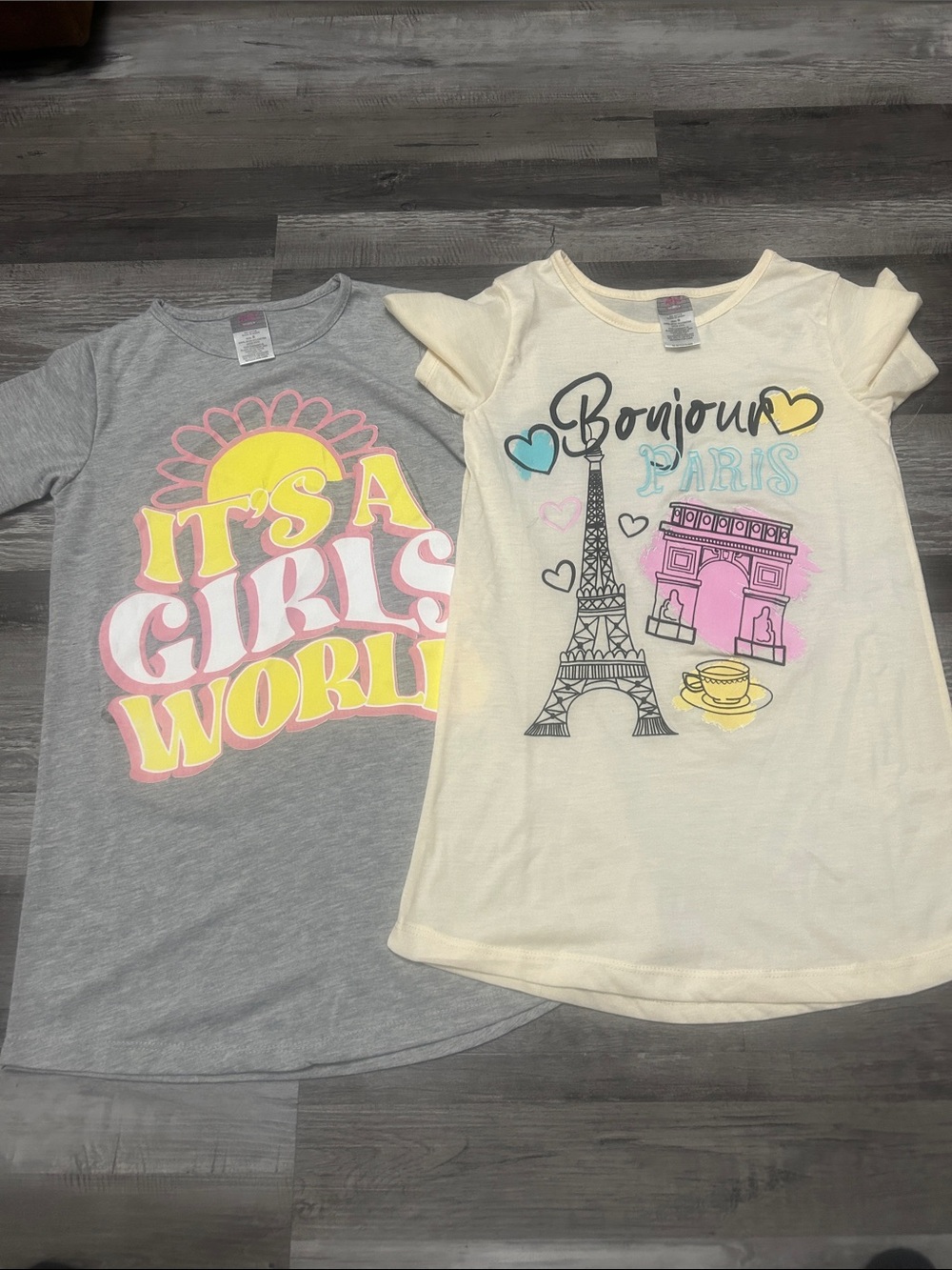 Girls Graphic Sleep Tee Bundle - 'It's a Girls World' & Bonjour Paris